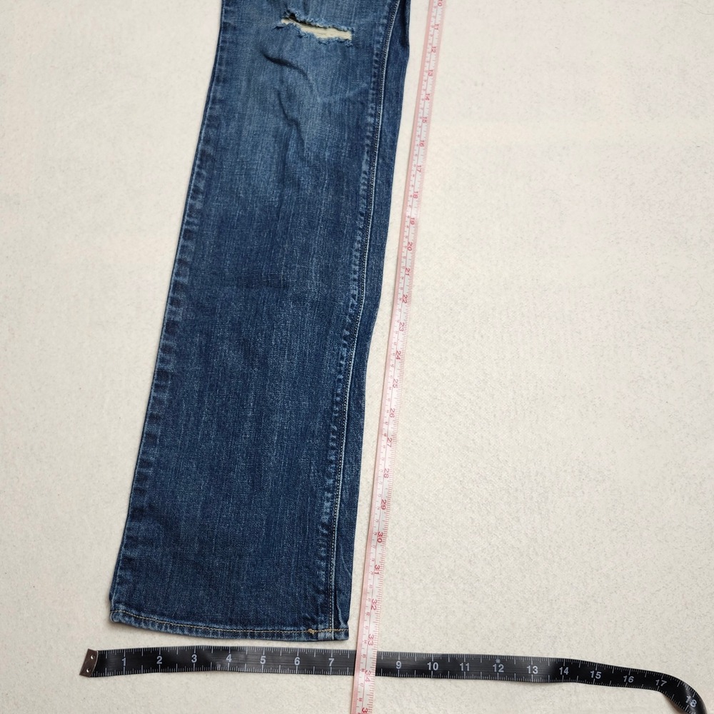 Y2K American Eagle 77 Straight Jeans Women 6L Low Rise Distressed Denim Fade - Picture 7 of 8